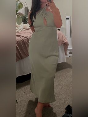Park & Fifth Olive Green Halter Wedding Guest Dress Bridesmaid Dress